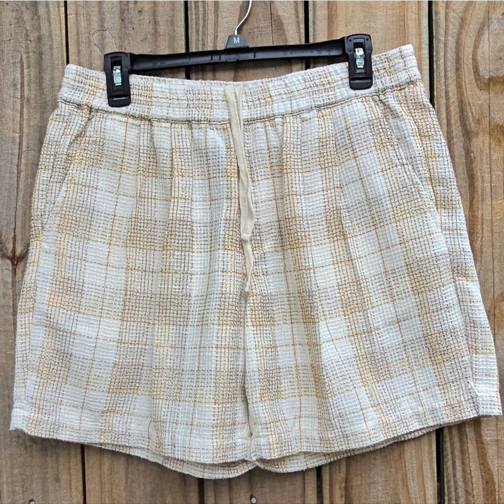 ZARA Plaid Textured Weave Drawstring Shorts Size L - Picture 5 of 9